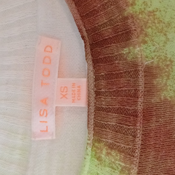 🔥🔥🔥Lisa Todd Psyched up tie dye stripe cotton sweater XS neon - Picture 9 of 12